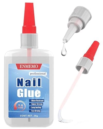 (2-in-1) 20ml Nail Glue with Brush Applicator & Nozzle,Used for Nail Tips,Acrylic Nails and Press on Nails,Built in Brush on,Super Strong,Long Lasting,Waterproof - Image 1