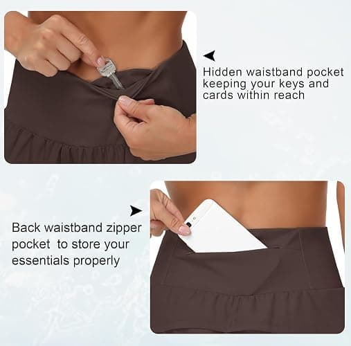 THE GYM PEOPLE Womens High Waisted Running Shorts Quick Dry Athletic Workout Shorts with Mesh Liner Zipper Pockets thumbnail 4