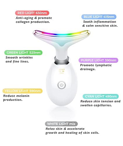 Fastaid Red-Light-Therapy-for-Face and Neck, Red Light Therapy Wand, 7 Color Led Face Neck Massager for Skin Care, White thumbnail 3