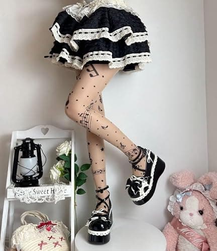 TYATVS Womens Whimsy Twee Piano Tights Funky Patterned Stockings Emo Scene Alt Whimsical Clothes Y2k Aesthetic thumbnail 3