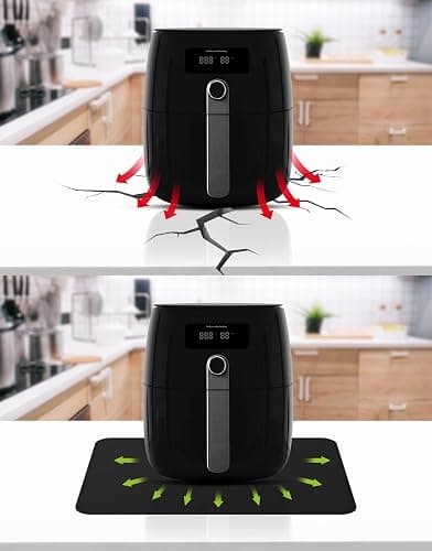 FLASLD Heat Resistant Mat for Air Fryer Site on, Fireproof Silicone Mats for Kitchen Counter, Countertop Protector, No-slip and Waterproof (12"X18", Black) thumbnail 7