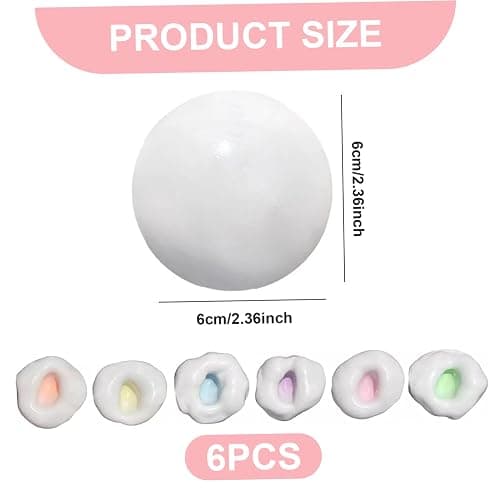 6Pcs Stress Balls, Colorful Sand Glutinous Squeeze Balls for All Ages, Portable Shapeable Anxiety Relief Toys for Office, School, or Travel thumbnail 3