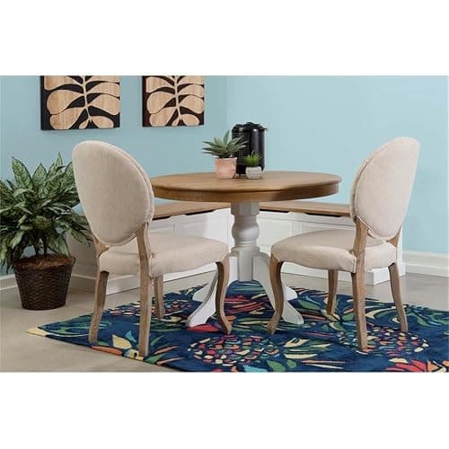 Riverbay Furniture 18" High Transitional Backless Wood Corner Kitchen Breakfast Nook Bench, with Hidden Storage, in White & Natural Finish thumbnail 2