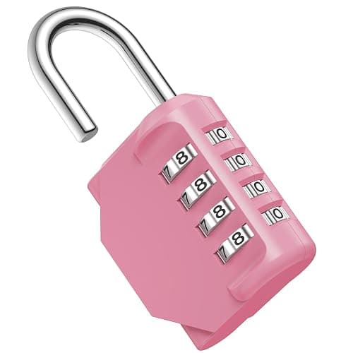 Puroma Combination Lock 4 Digit Gym Locker Padlock Waterproof, 1 Pink Rose | For School Fence Toolbox, Resettable, Outdoor, Crack Cutting Resist, Hardened Steel Shackle, Side Window Large Number - Image 1