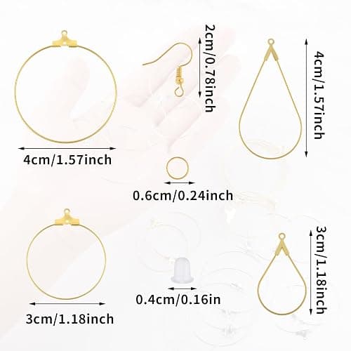 200PCS Earring Making Kit - Beading Hoop Finding, Open Hoops Bulk Wire for DIY Jewelry Craft Supplies - Teardrop and Round thumbnail 3