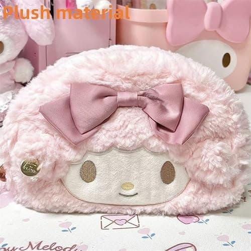 Vobomo Cute Bow Lamb Large Capacity Pencil Case Plush Pen Holder Sweety Pencil Pouch Box Cute Aesthetic Pen Case (Strawberry pink) thumbnail 4