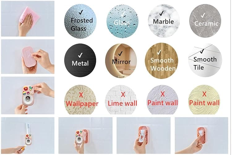 Automatic Toothpaste Dispenser & Toothpaste Holders and Wall Mounted Cup 3 Piece in a Set, is Wall Mounted for Bathroom,Toothpaste Squeezer for Kids & Family Shower by Mr. Thumbs(Pink Set) thumbnail 9
