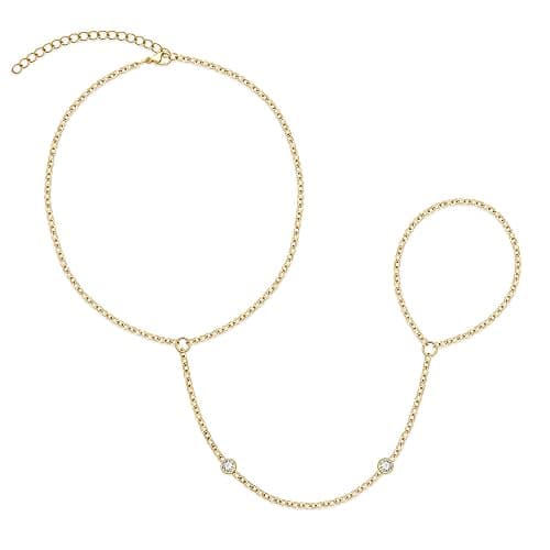 Gokeey Gold Bracelets for Women Trendy,14K Gold Plated Dainty Stackable Paperclip Cuban Link Chain Bracelets, Simple Cute Cuff Bracelets Jewelry Set Adjustable 7"+2" - Image 1