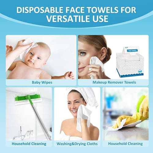 HOMEXCEL Face Towels, 100 Count (2 Box) Disposable Face Towelettes, Biodegradable Makeup Remover Dry Wipes, Super Soft Clean Facial Towels Wash Cloth for Sensitive Skin thumbnail 4
