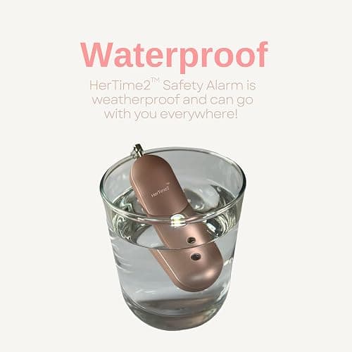 HerTime2 Personal Safety Alarm – Travel Safe Waterproof – Gift for Women College Girls – Self Defense Keychain – Extra Loud Siren – Strobe Light – Cute Key Chains Protection (Rose Gold) - Rose Gold thumbnail 3