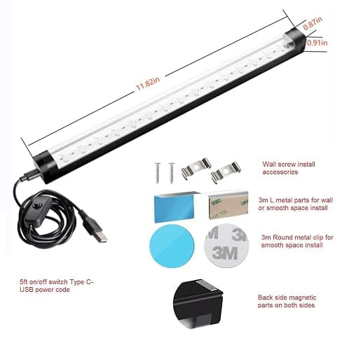Black Light Bar 10W 1ft LED Blacklight for Fluorescent Tapestry Poster Body Paint Glow Party UV Strip Lights for Cabinet and Display Magnetic THLITURE 2 Pack thumbnail 4