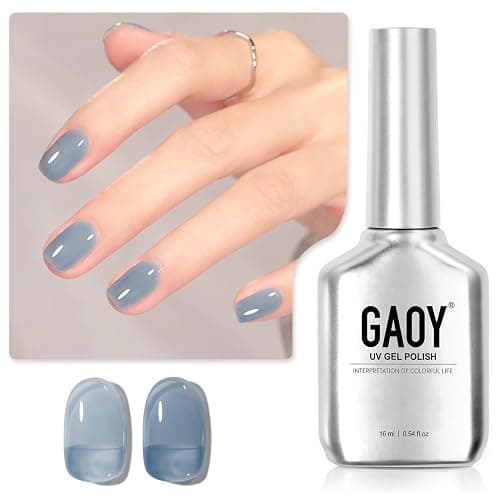 GAOY Jelly Nude Blue Gel Nail Polish, 16ml Sheer Neutral Translucent Soak Off Gel Polish, UV Light Cure for Nail Art DIY, 1722 Hazy Blue - Hazy Blue - Image 1