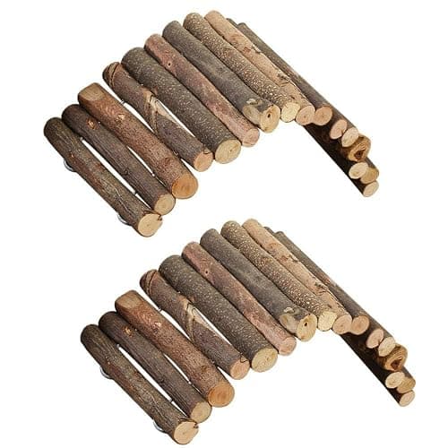 PINVNBY 2 PCS Hamster Toys, Wooden Hamster Ladder Bridge Tunnel Hide, Guinea Pigs Cage Accessories Natural Hideout for Small Animals Chinchillas Guinea Pigs Mouse Rat Ferret Rodents - Image 1