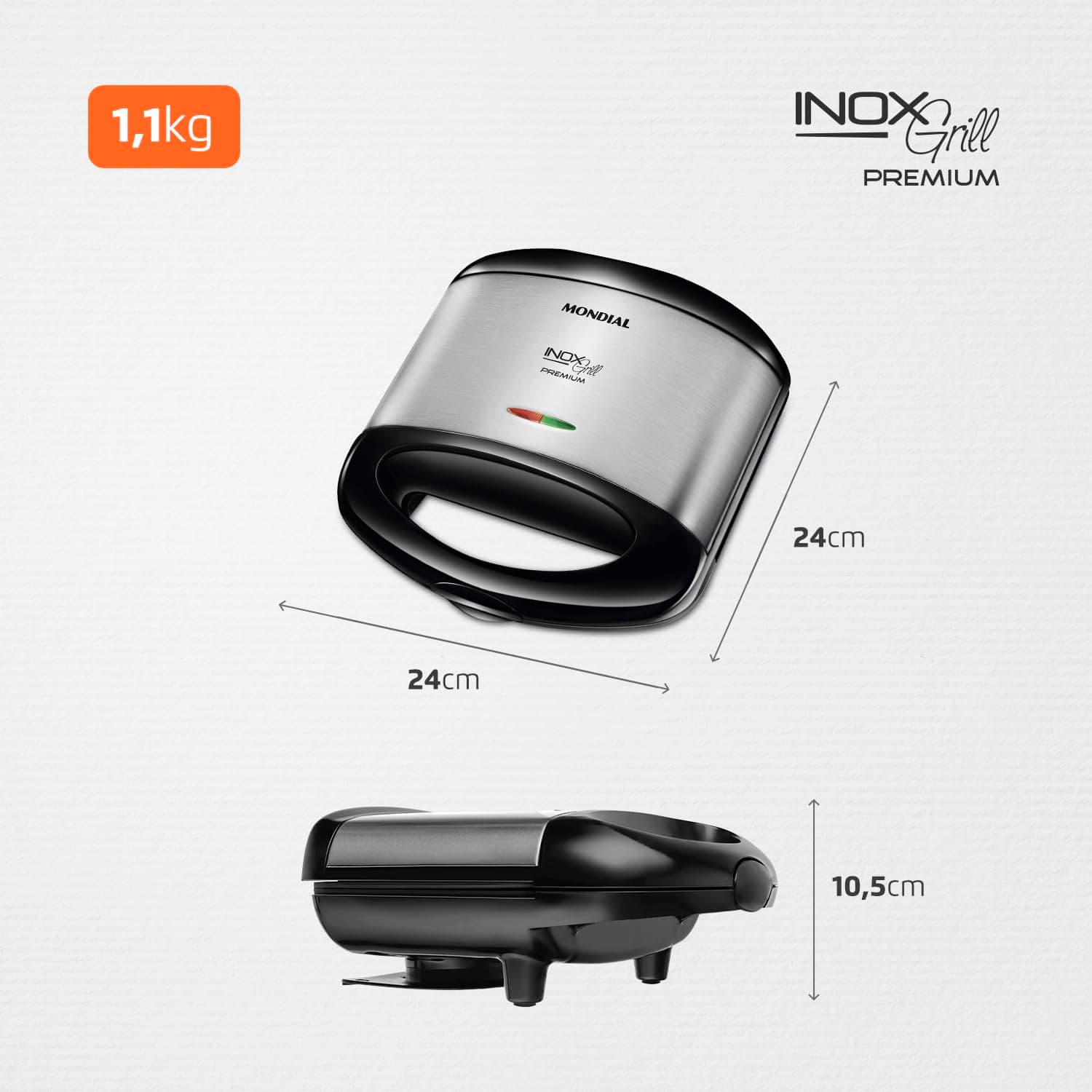 MONDIAL Grill e Sanduicheira Premium, Preto/Inox, 800W, 220V - S-07 thumbnail 6