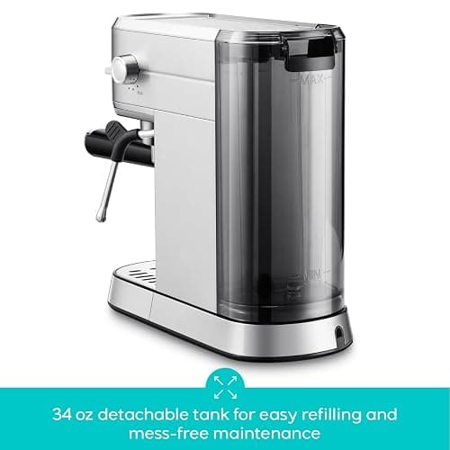 CASABREWS CM5418 Espresso Machine 20 Bar, Compact Espresso Maker with Steam Milk Frother, Stainless Steel Coffee Machine with 34oz Removable Water Tank for Cappuccino, Gift for Women or Men, Silver thumbnail 7