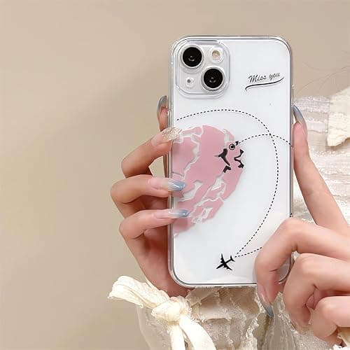 Awsaccy Cute Matching Phone Cases for Couples His and Her iPhone 14 Phone Case Cover Perfect Lover's Gift, Valentine Gift Love Set Gift for Her Him Boyfriend Girlfriend Pink thumbnail 3