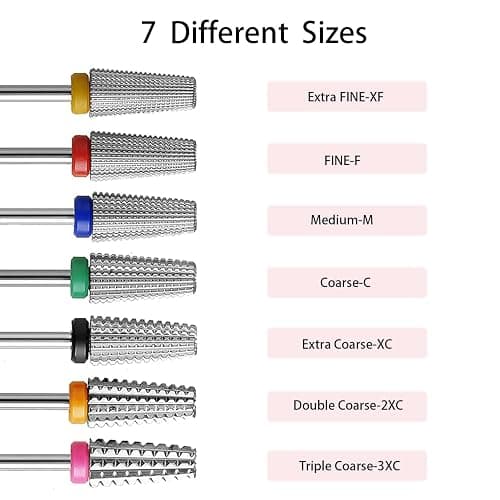 ERUIKA Nail Drill Bits 5 in 1 Carbide Rotary Bit 3/32" Shank Nail Cutter,Left and Right Handed Acrylic or Hard Gel Remover (F) thumbnail 5