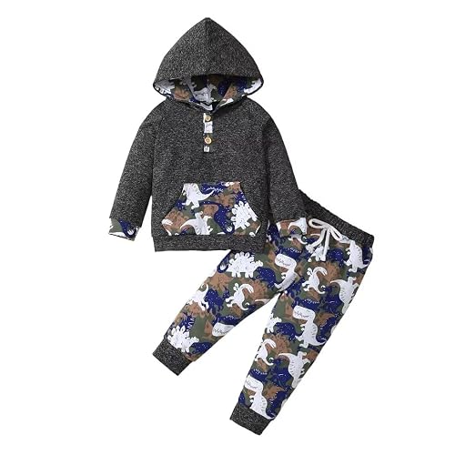Toddler Baby Boy Clothes Fall Winter Outfits Long Sleeve Camouflage Dinosaur Hoodie Sweatshirt Tops Pants Set - Image 1