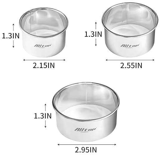 ALLTOP Circle Biscuit Cutter Set –Stainless Steel Baking Supplies for Effortless Round Cookie Shaping, Pastry & Fondant Tool Creation–Precise Cut Kitchen Utensil for Sandwich, Scone, Donut -3PC Round thumbnail 3