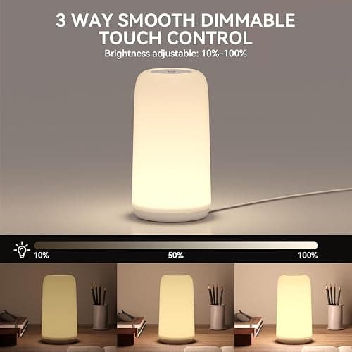 Touch Bedside Table LED Lamp, [Sleek Design & RGB Mode] Multi-Color Dimmable with Warm White Lights, Birthday Gifts for Women Mom, Smart Nightstand Small Lamp for Bedroom Living Room Home Decor thumbnail 4