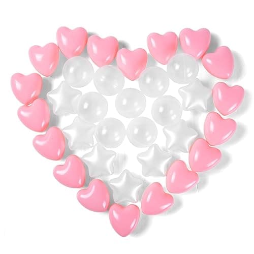 Heopeis Ball Pit Balls 100 200 500 1000 Plastic Balls for Toddlers Phthalate Free BPA Free Crush Proof Balls in Reusable Play Toys for Kids with Storage Bag Indoor Outdoor - Pink+pearl White+clear - 100 thumbnail 5