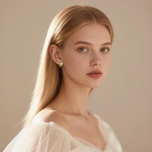 Reffeer Solid 925 Sterling Silver CZ Bow Hoop Earrings for Women Teens Cute Bow Earrings Huggie thumbnail 2