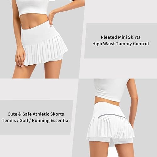 Raroauf Womens Pleated Tennis Skirts with Shorts High Waisted Mini Skirt Golf Skort Athletic Skirts Workout Pickball thumbnail 4