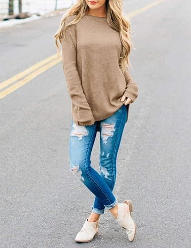 MEROKEETY Fall Long Sweaters for Women 2026 Trendy Long Sleeve Cute Knit Outfits Loose Fit Crewneck Work Casual Pullover thumbnail 8