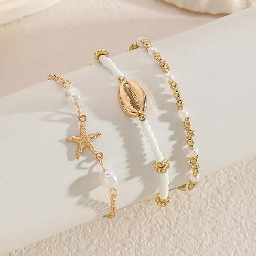 Smilelife Seashell Ankle Bracelets for Women Starfish Bracelets Layered Boho Puka Shell Anklet Cowrie Shell Bracelets Hawaiian Summer Beach Foot Chain Jewelry thumbnail 4