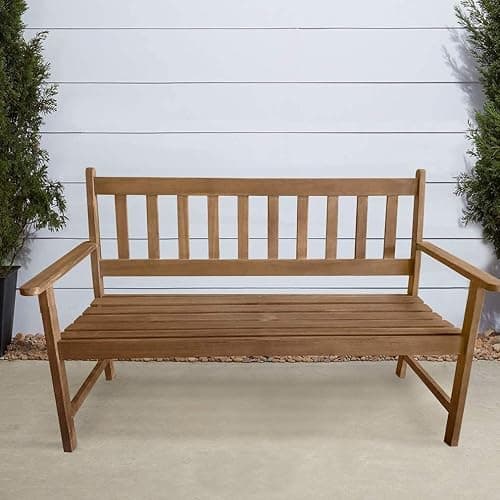 Patio Furniture Outdoor Patio Bench Wood Garden Bench Park Bench Acacia Wood for Pool Beach Backyard Balcony Porch Deck Garden Wooden Furniture, Natural Oiled thumbnail 4