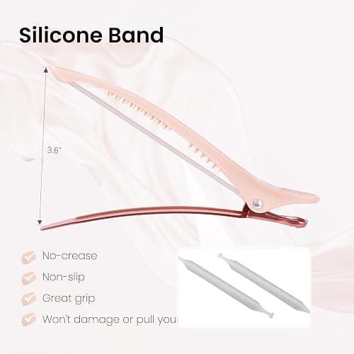 AIMIKE 4pcs Hair Clips for Styling Sectioning, No Crease Duck Billed Hair Clips with Silicone Band, Hair Styling Clips, Salon and Home Hair Cutting Clips for Hairdresser thumbnail 3