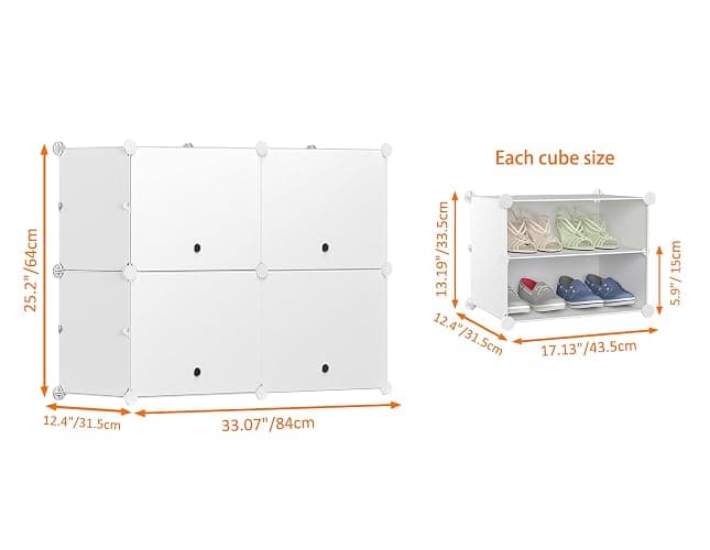 HOMIDEC Shoe Rack, 4 Tier Shoe Storage Cabinet 16 Pair Plastic Shoe Shelves Organizer for Closet Hallway Bedroom Entryway thumbnail 3