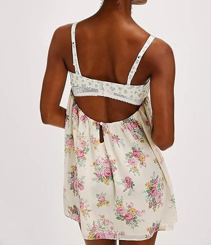 Women Spaghetti Strap Floral Mini Dress Boho Loose Cami Short Dress Y2k Summer Colorful Print Holiday Sundress - Light Beige - Small thumbnail 5