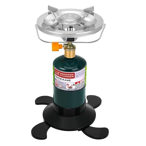 Camping Stove Propane Burner, Portable Camp Stove with Foldable Gas Tank Base, Adjustable Flame Backpacking Cooker for Camping, Small Single Burner Propane Stoves Kit for Hiking Tent Outdoor Cooking thumbnail 9