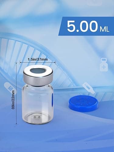 ZWCP 5ml Glass Vials for Injections, Self-Healing Injection Port, Empty Vials for Injections with Sealed Cap (10 Pack) thumbnail 2