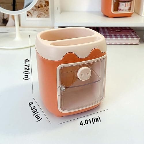 MLAFE Kawaii Pig Pen Holder Cute Cosmetic Storage Bucket Kawaii Multifunctional Storage Bucket Cute Desktop Stationery Bucket (Blue) (DIE072901) thumbnail 3