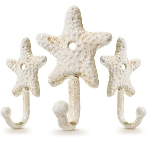 BESTYASH Star Fish Hook Set of 3 Decorative Wall Hooks Coastal Nautical Design for Hanging Keys Towels and More 4 33 X 2 76 X 1 57 Inch thumbnail 4