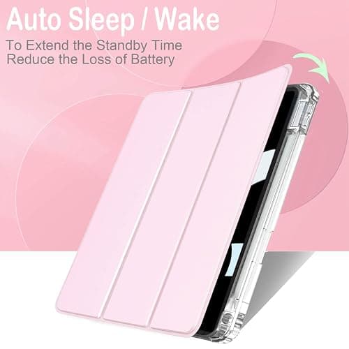 Feams for iPad Air 13 Inch Case M3 2025/M2 2024, Slim iPad Pro 12.9 Inch 6th/5th/4th Generation 2022/2021/2020 Case Clear Back Cover with Auto Sleep & Pencil Holder, Pink thumbnail 4