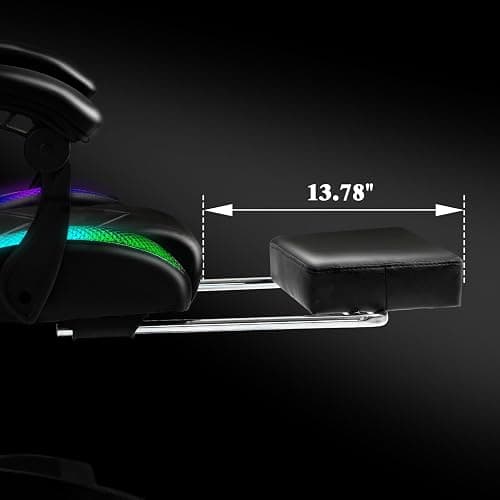 Czlolo Gaming Chair, Racing Style RGB LED Lights Gaming Chairs for Adults and Kids, Lumbar Massager Gamer Chair, High Back Reclining Computer Chair with Footrest and Headrest (Black/Gray) thumbnail 9