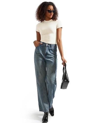 SUUKSESS Women Double Lined Fitted Basic Tee Crew Neck Short Sleeve Y2K Crop Top thumbnail 8