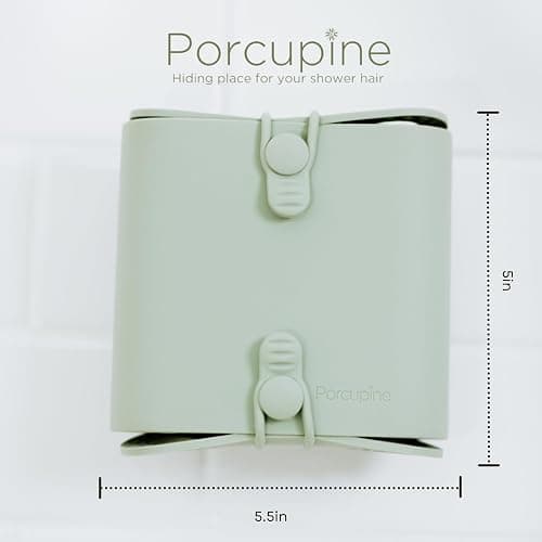 Porcupine Shower Wall Hair Catcher, Modern Silicone Design Collects & Conceals Hair in Bathroom, Prevents Clogged Drains, Reusable, Removable, Easy to Clean, Heavy Duty Hanger Included (Dusty Pink) thumbnail 2