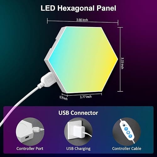 OJQ 8 Pack Hexagon Lights Wall RGB Panel - Hexagonal Led Lights Room Decor Wall Lights Smart APP Music with Sync Honeycomb Shape Panels Hexagon Gaming Night Lights for Bedroom Children thumbnail 6