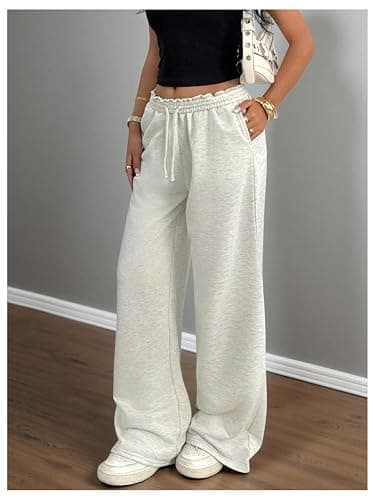 SOLY HUX Girl's Casual Sweatpants Drawstring Elastic Joggers Low Rise Wide Leg Baggy Long Pants with Pockets thumbnail 3