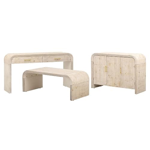 LETBASK 47.2" Retro Minimalist Curved Sideboard with Gold Handles,Adjustable Storage Cabinet Shelves for Living Room, Dining Room, or Office Decor(Natural Wood Wash,47.2" Sideboard) - Natural Wood Wash,47.2"sideboard thumbnail 7