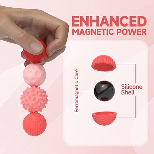 Silicone Magnetic Fidget Balls Toys, 8Pcs Attraction Textures Sensory Fidget Ball Toy with Silicone Shell for for Adults,Silent Desk Magnetic Stress Balls Fidget Toys, Stocking Stuffers for Teen Gifts thumbnail 3