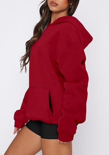 onlypuff Women Hoodies Casual Pullover Long Sleeve Sweatshirt Kangaroo Pocket Drop Shoulder Sweater thumbnail 3
