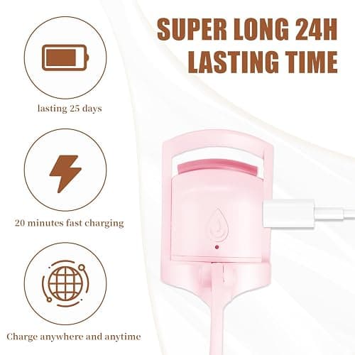 2025 C-Shaped Heated Eyelash Curler Fast Heat Up in 5s - Rechargeable Electric Eyelash Curler for 24H Long Lasting Curls - Safe Anti-Burn Lash Curler Elevate Your Beauty with Stunning Lashes - Pink - L thumbnail 3