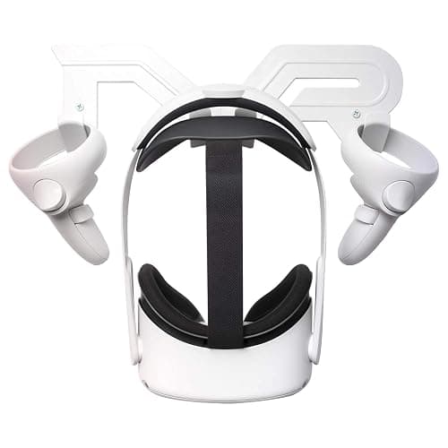 SINWEVR VR Headset and Controller Wall Mount Storage Stand Hook Compatible for Meta Quest 3 / Quest 2 / Pro / 1, PSVR 2, Pico 4, Rift S, Hp Reverb G2, HTC Vive, Valve Index, PS VR (White) - Image 1