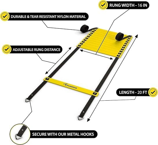 STUHOO Agility Training Equipment Set | Soccer Training Equipment for Kids Youth | Agility Ladder Speed Training Equipment with Bag | Football Training Equipment with Speed Hurdles, Cones for Footwork thumbnail 3