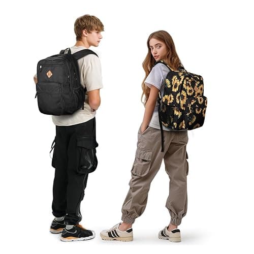 ZORFIN 26L Black Backpack for College, and Travel: Water Resistant Bookbag thumbnail 9